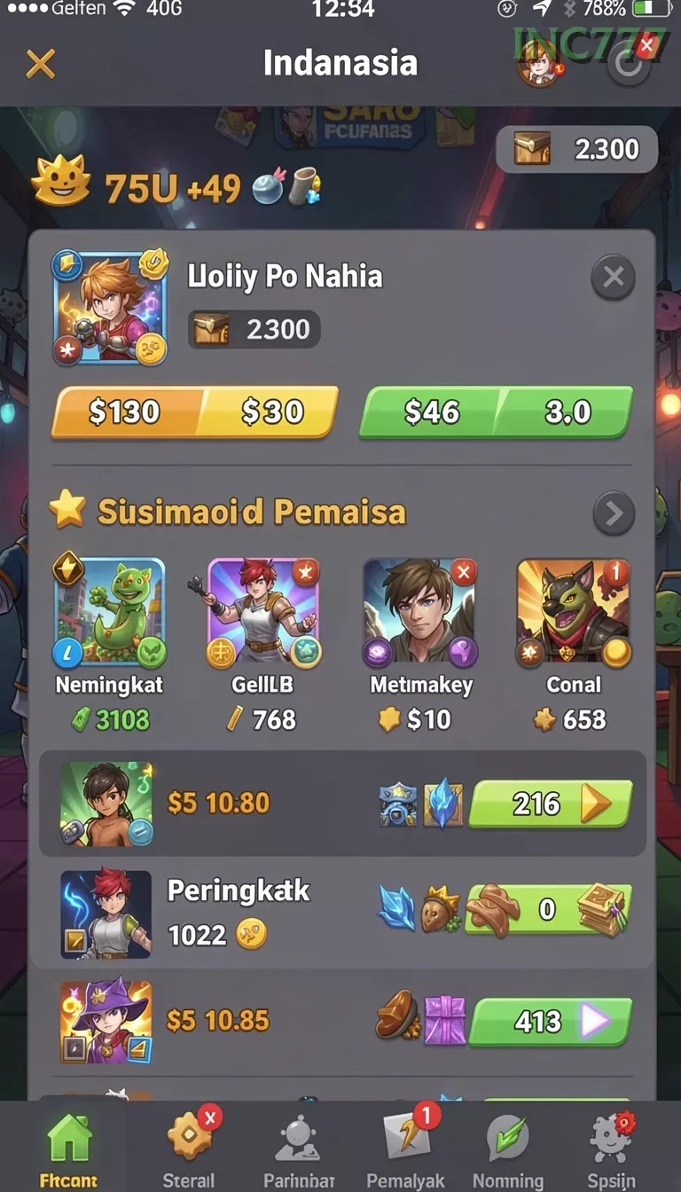 Cuplikan layar PP123 — menu navigasi